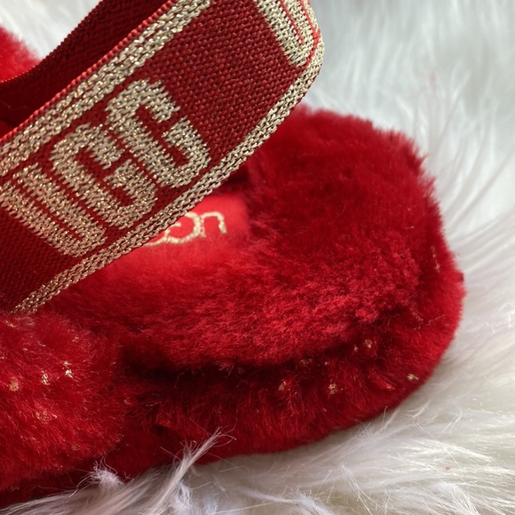 OFFER🎁 Kids UGG Fluff Yeah Slipper metallic sparkle - size 12 or bigger size 2 - Picture 4 of 7